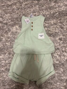 Old Navy Light Mint Green Kids 2-Piece Tank and Shorts Set